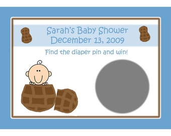 24 Personalized Baby Shower Scratch Off Game Cards   LITTLE PEANUT