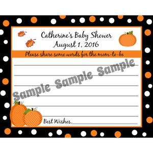 24 personalizado bebé ducha consejos tarjetas - diseño de calabaza - caída Baby Shower - pequeña calabaza - bebé ducha consejos