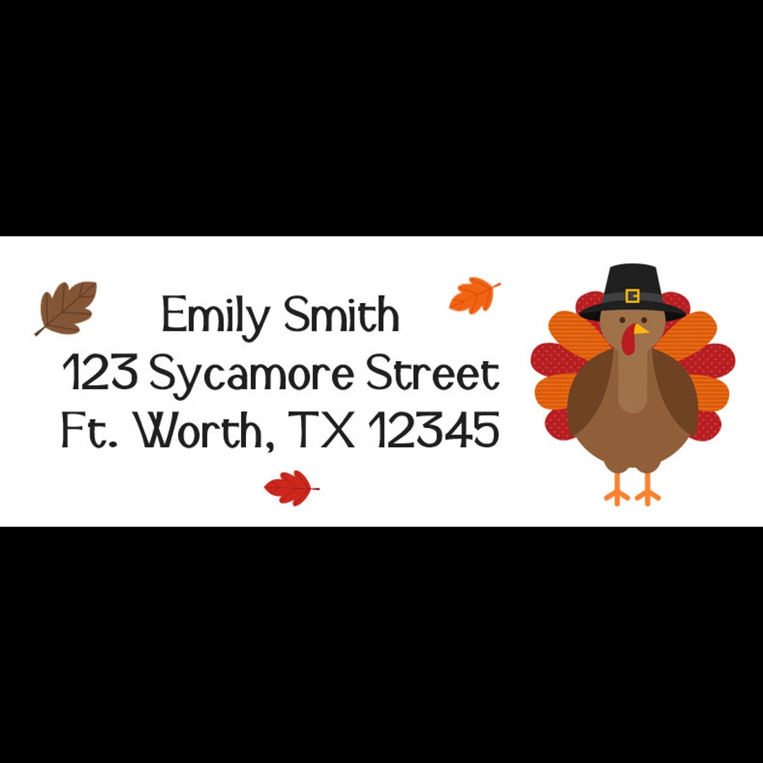 Turkey Address Random 30 Personalized Turkey Return Address Labels - Thanksgiving Design ...
