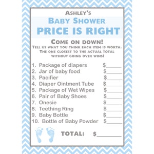 24 Baby Shower personalizzato Il prezzo è giusto Carte da gioco -Blue Footprint Design - Blue Baby Feet