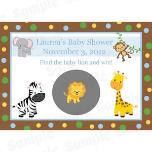 60 personnalisés Baby Shower à gratter cartes de jeu - animaux de Zoo