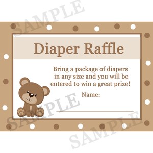 24 Carte della lotteria per pannolini baby shower - Brown Teddy Bear Baby Shower