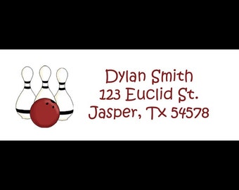 30 Return Address Labels   BOWLING BIRTHDAY PARTY