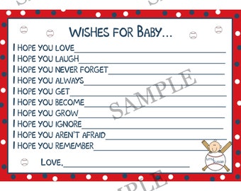 24 Personalized Baby Shower Wishes for Baby Cards - Little Slugger Game Cards - Baseball Baby Shower - Personalized PRINTED and SHIPPED