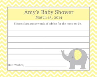 24 Personalized Baby Shower Advice Cards   ELEPHANT