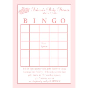 24 Personnalisé des cartes de BINGO de douche de bébé - Couronne de princesse