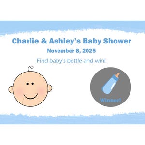 24 Kraskaarten Babyshower - Sweet Baby Face - Blauw - GEDRUKT EN VERZONDEN = Baby Face Shower