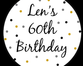 108 Personalized Hershey Kiss Round Stickers  -  Birthday Stickers - Birthday Party Favors -Any Age -Any Colors - PRINTED and shipped to you