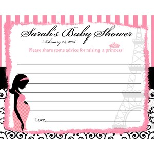 24 personalizado bebé ducha consejos tarjetas - tema de París