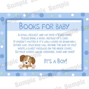 24 libri per le carte di inserimento del bambino - Carte per il baby shower - Porta un libro invece di una carta - Puppy Dog Baby Shower