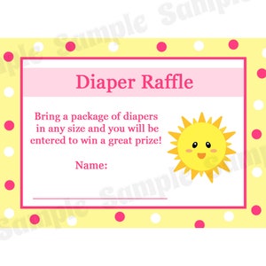 24 Baby Shower Pannolini Raffle Cards - ROSA You are My Sunshine - Sunshine Baby Shower