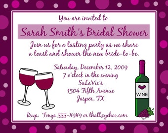 20 Personalized Bridal Shower Invitations  -  WINE THEME - Wine Design - Bridal Shower - Wedding Shower - Birthday - Retirement Party