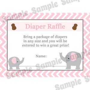 24 bébé douche couche tirage cartes - éléphant rose