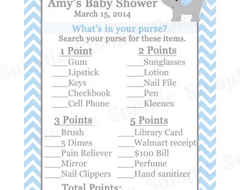 24 Baby Shower Game Cards Whats in Your Purse Game AHOY | Etsy
