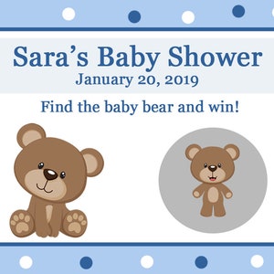 24 Personalizzato Baby Doccia Gratta le carte da gioco - Blu Polka Dot Teddy Bear Baby Doccia - BLUES