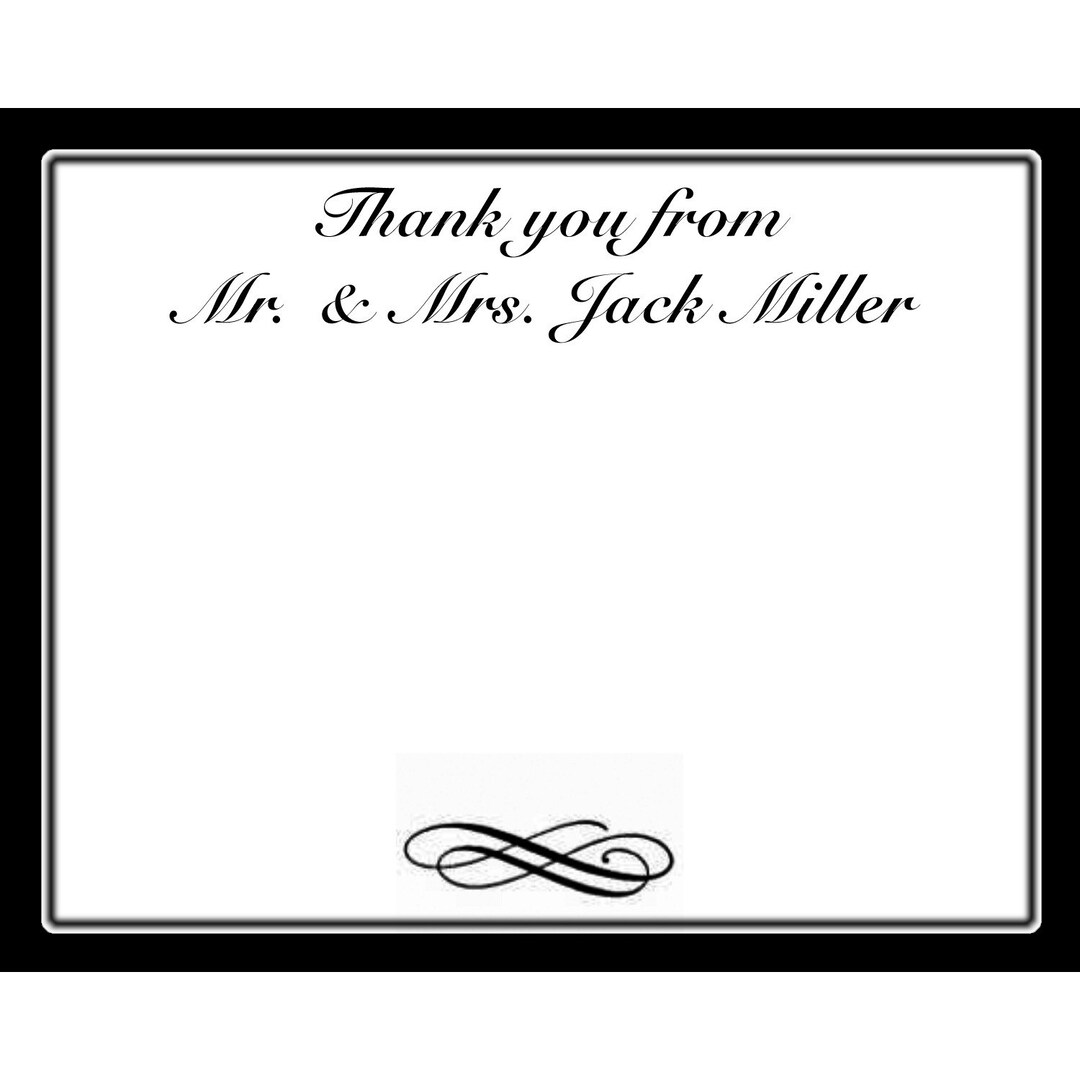 20 Classic Black Personalized Thank You Cards Wedding Thank You Cards Generic Thank You Cards
