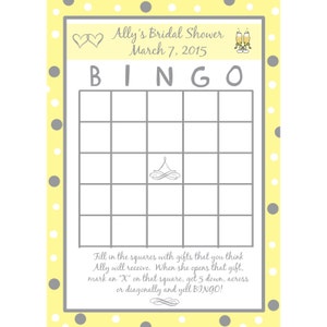 24 personalizada despedida de soltera tarjetas de juego de Bingo - amarillo y gris - boda