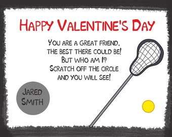 Personalized Scratch Off Valentine's Day Cards for Kids -PRINTED and shipped - You Pick the Quantity - LaCrosse  Design - School Valentines