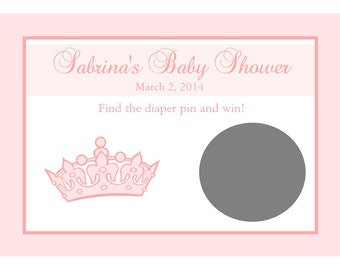 24 Personalized Baby Shower Scratch Off Game Cards  - Princess Design