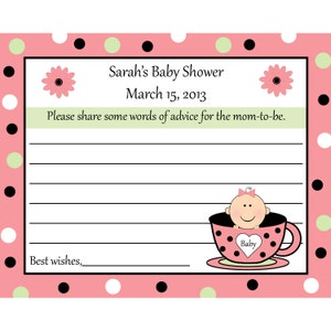 24 gepersonaliseerde Baby douche advies kaarten - Tea Party babydouche - Tea Cup douche