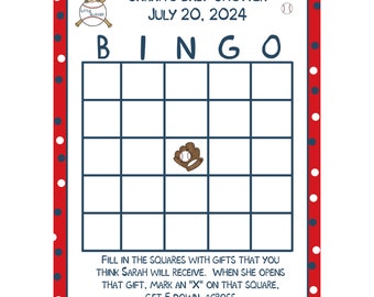 24 Personalized Baby Shower Bingo Cards - Little Slugger Baby Shower Game Cards - Baseball Baby Shower - Personalized PRINTED and SHIPPED