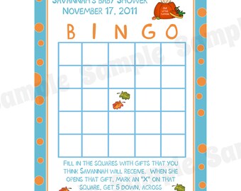 24 Personalized Baby Shower Bingo Cards   - Our Little Pumpkin - Blue