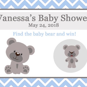 24 personalizzati bambino doccia gratta carte da gioco - orsacchiotto Baby Shower - BLUES e grigio