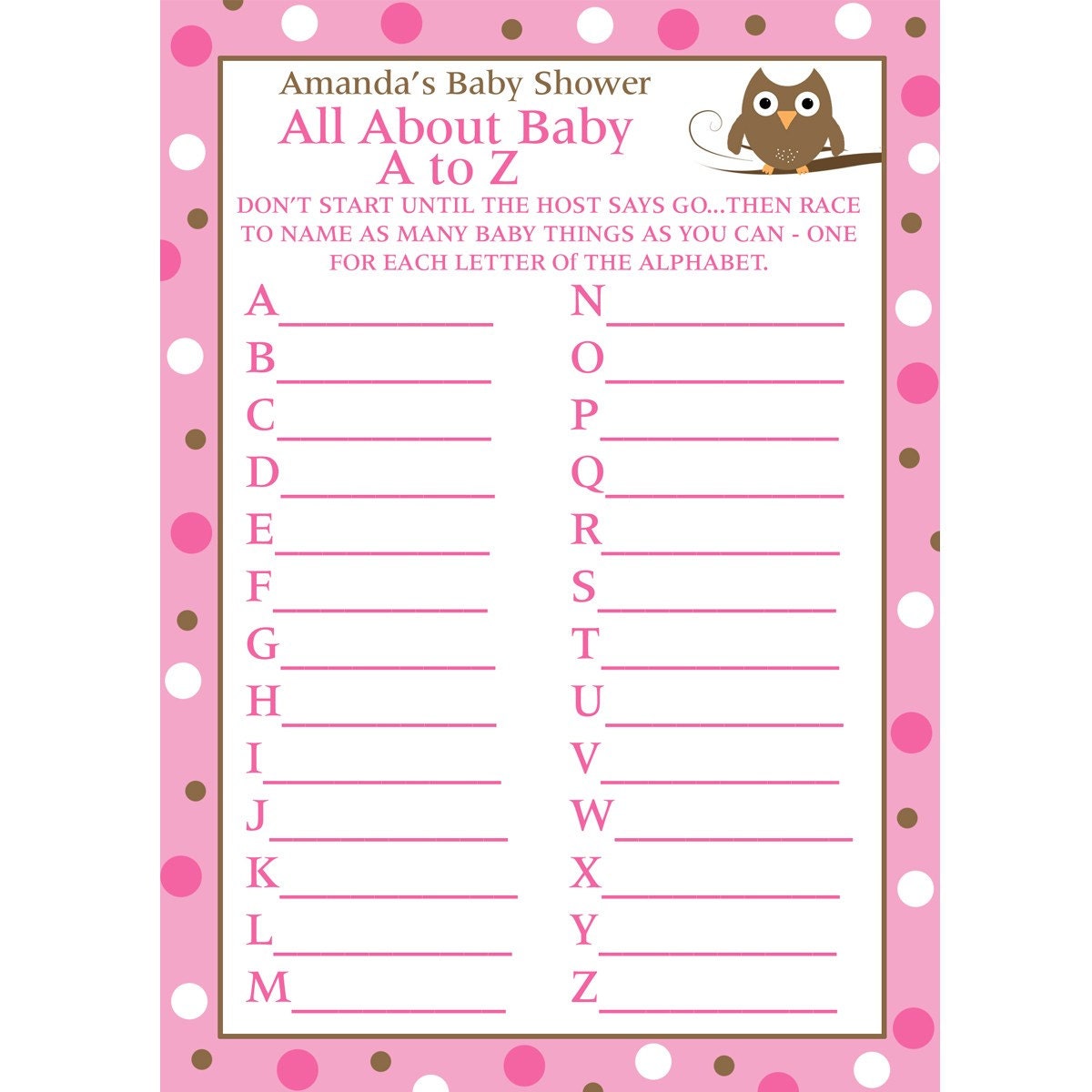 Elephant Baby Shower 24 Personalized Baby Shower Advice Card PINK 