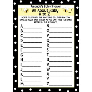 24 Baby Shower personalizzati dalla A alla Z Card - Baby Bee