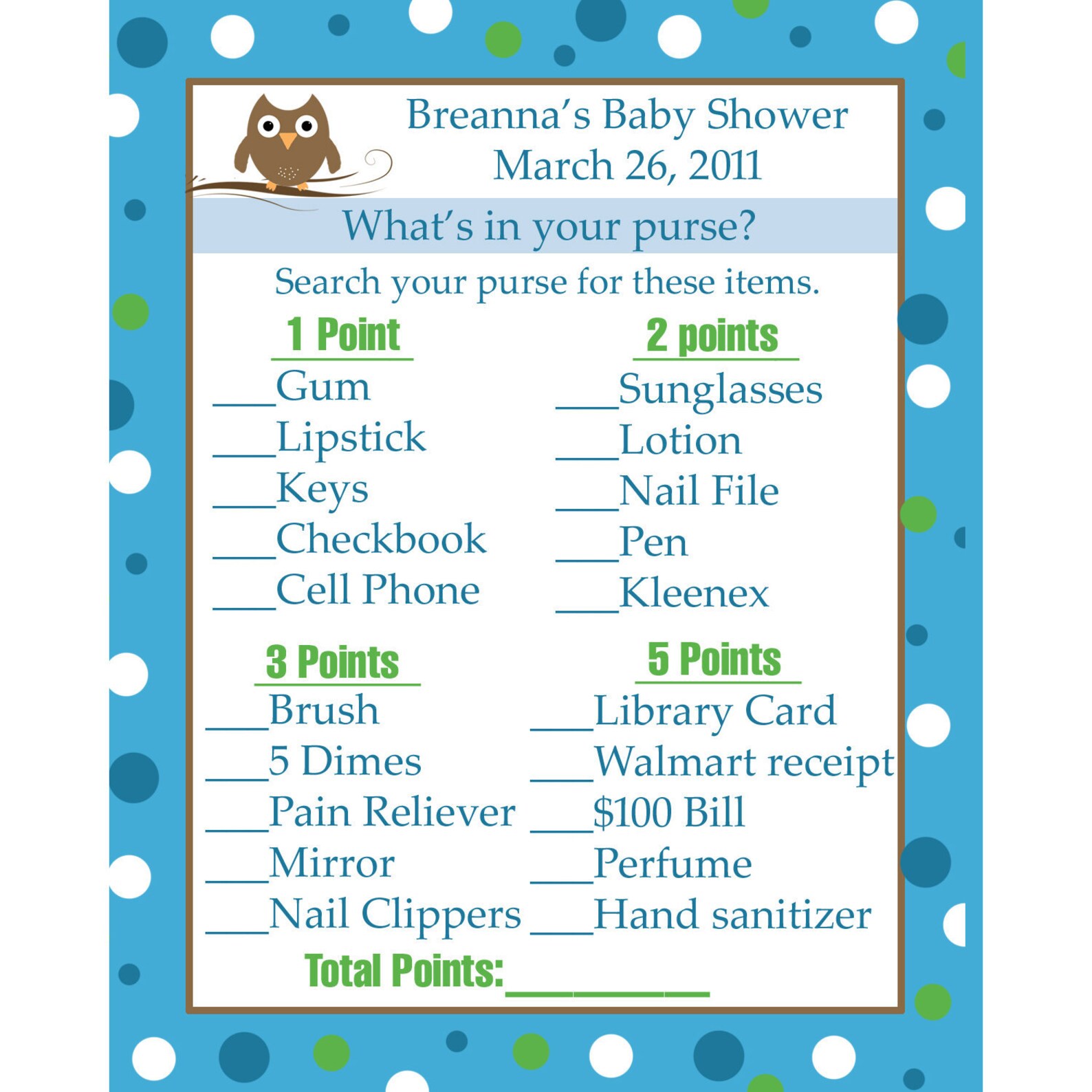 24 Personalized Baby Shower Game Cards What's in Your Etsy