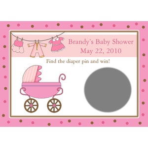 24 personnalisés Baby Shower à gratter cartes de jeu ligne de vêtements de bébé en rose