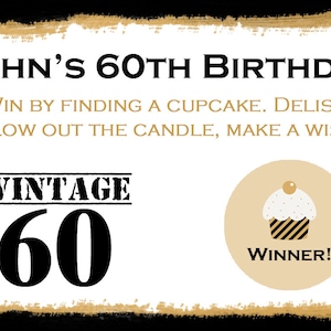 56 Cartes de jeu personnalisées Scratch Off --- Any Age Birthday Design - vintage 40th Birthday - 50th Birthday- Party Game Cards