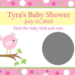 24 baby doccia gratta carte da gioco - rosa Baby Bird Baby Shower - rosa Baby Bird