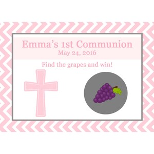 24 personnalisée Première Communion à gratter cartes à jouer - rose ou bleu disponible