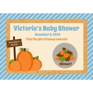 24 personalizzati bambino doccia gratta carte da gioco - Zucca Patch - blu