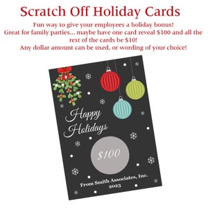 24 cartes de jeu à gratter personnalisées pour les fêtes de Noël - Fêtes d'entreprise - Fêtes de famille - Bonus des employés - Cartes de lieu de travail