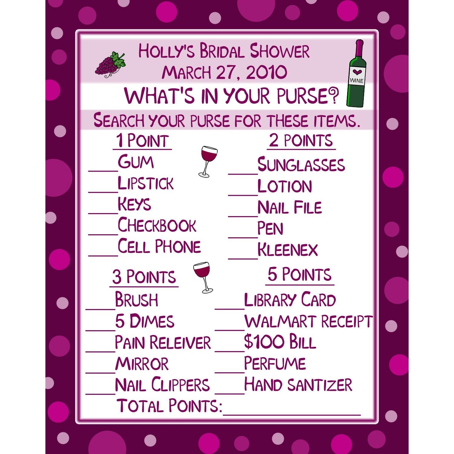 What's in Your Purse, Birthday Party Game, Birthday Game, Girl Birthday Party  Game, Gold Birthday Party Game BP46 - Etsy