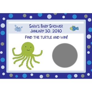 24 Personalized Baby Shower Scratch Off Game Cards UNDER THE SEA image 1