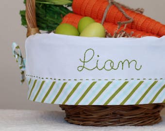 Personalized Easter Basket, Monogrammed Easter Basket Liner fits Pottery Barn Kids baskets, Boy Striped Easter Basket