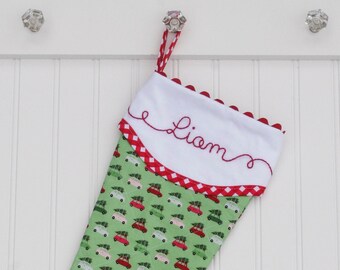 Personalized Christmas Stocking,  Quilted Stocking, Monogram Stocking, Santa Stocking