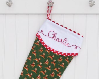 Personalized Baby Christmas Stocking,  Quilted Stocking, Monogram Stocking, Santa Stocking