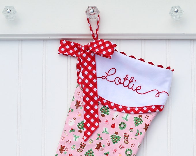 Personalized Christmas Stocking, Baby Girl Stocking, Monogrammed