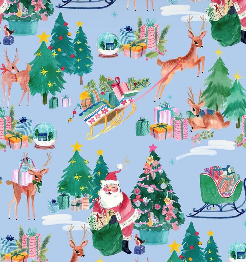Blue Santa Stocking Personalized Quilted Christmas Stocking With Hand ...