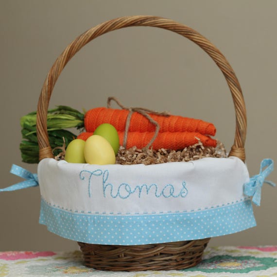 Personalized Easter Basket Hand Embroidered Name fits Small Etsy