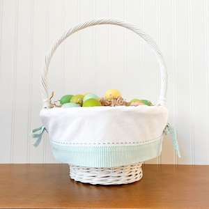 Green Seersucker Easter Basket Liner, Fits Pottery Barn Kids Easter Basket, Personalized with Name image 2