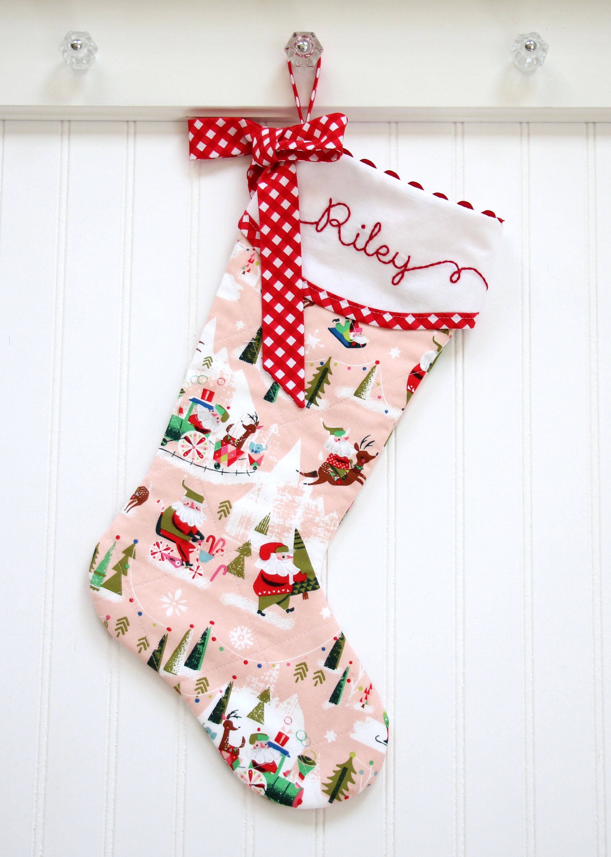 Personalized Baby Girl Christmas Stocking Quilted Stocking Etsy UK