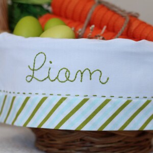 Personalized Easter Basket, Monogrammed Easter Basket Liner fits Pottery Barn Kids baskets, Boy Striped Easter Basket Bild 3