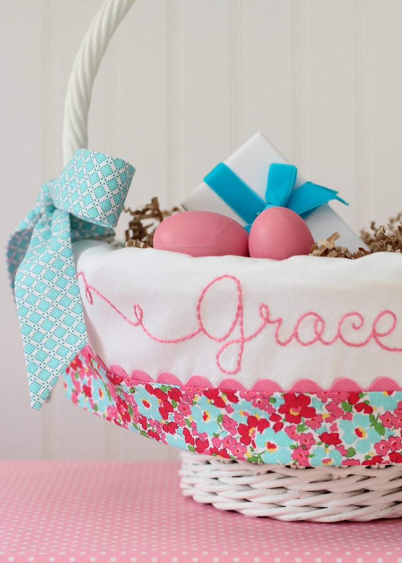 Personalized Name Easter Basket Liner Baby First Easter Etsy