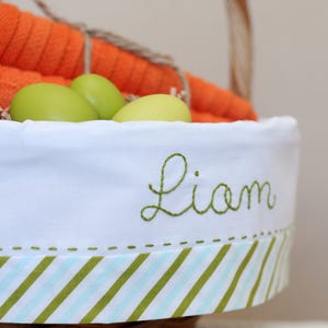 Personalized Easter Basket, Monogrammed Easter Basket Liner fits Pottery Barn Kids baskets, Boy Striped Easter Basket Bild 4