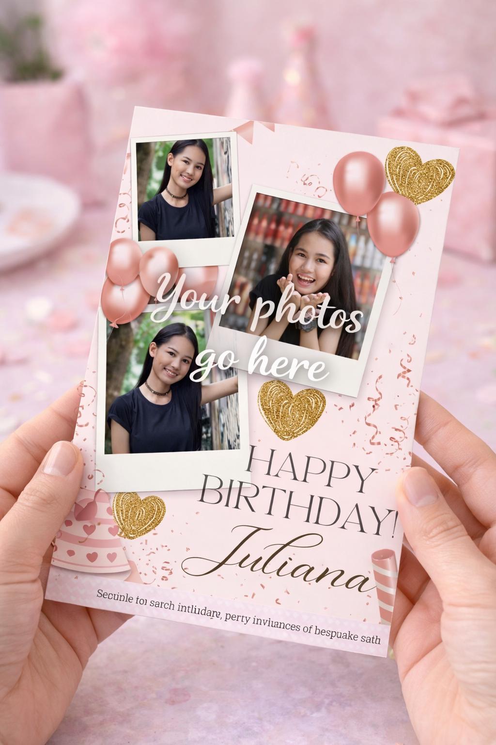 Editable Birthday Card Template | Photo, Name Personalization (digital